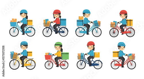 Bicycle Courier Diversity: Delivery Service Illustration