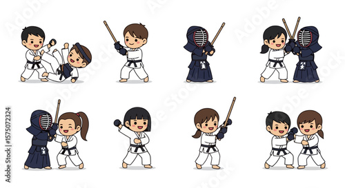 Martial Arts Kids: Kendo, Karate, Judo Training Cartoons