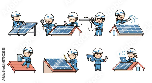 Solar Panel Installation Cartoon Sequence
