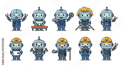 Robotic Workers: Diverse Cartoon Automation Characters