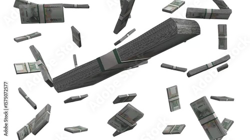 Floating stacks of 100000 Lao kip in a dynamic money display