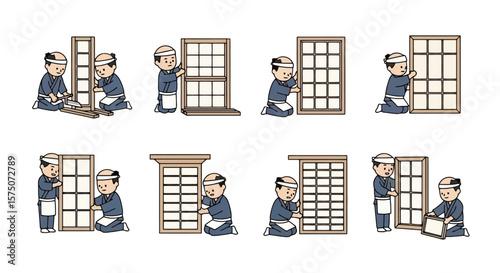 Shoji Screen Assembly: Step-by-Step Illustration