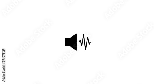 Black sound icon with sound waves on a white background in the center