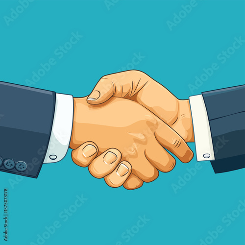 a vector illustration depicting a professional handshake between two business people, symbolizing a successful partnership, vector style simple color