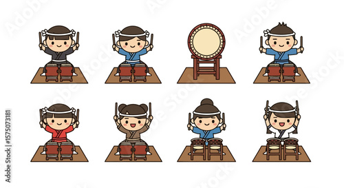 Cartoon Drummers: Traditional Music Performance