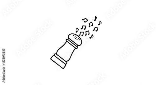 Illustration of a salt shaker with musical notes coming out of the top
