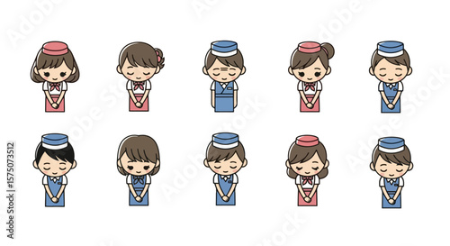 Animated Staff Bowing - Humble Workforce Cartoon Set