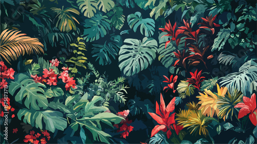 Vibrant Tropical Foliage in Lush Jungle Flora