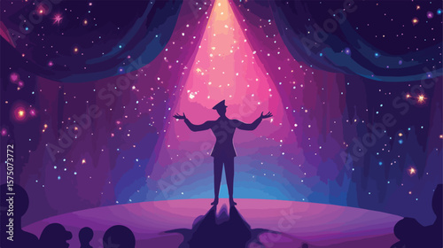 Enchanting Magic Show Background Vector Illustration