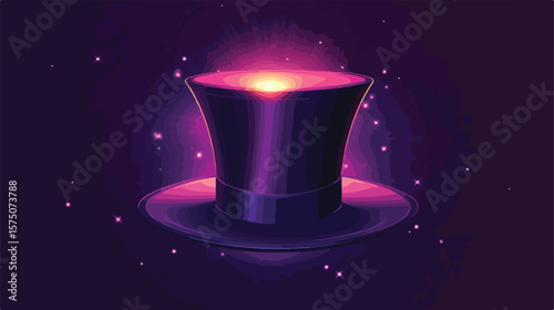 Magician Top Hat Shines Flat Vector Illustration