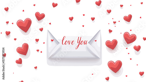 Elegant Horizontal Banner with Love You Lettering