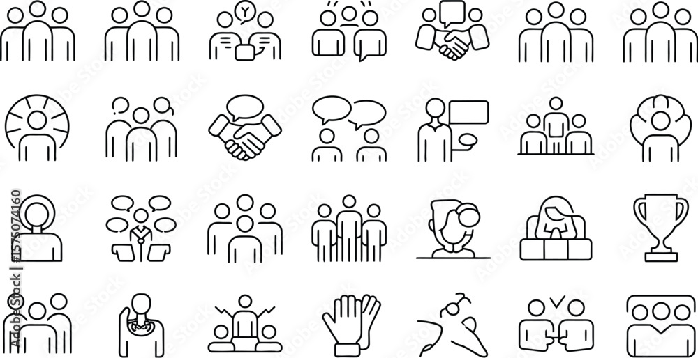 custom made wallpaper toronto digitalA collection of line art icons representing teamwork communication and achievements