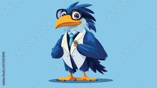Cute Hudhud Bird Scientist Cartoon Mascot Character