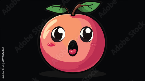 Cute Little Pink Peach with Shock Expression Icon