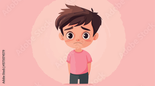 Sad Boy with Cute Face in Icon, Expressing Profound Sadness and Emotions