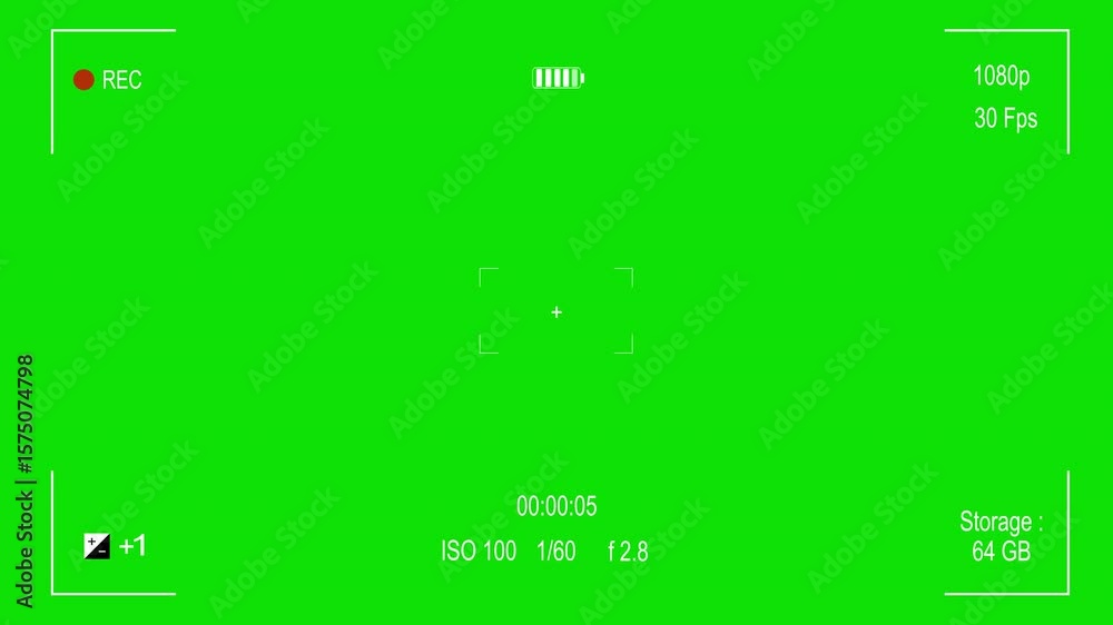 simple illustration of video camera recording overlay, with exposure ...