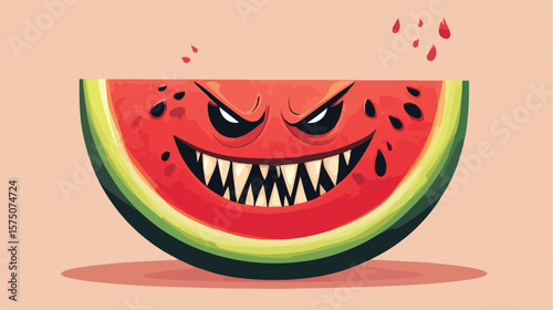 Sinister Devil Watermelon Slice Icon for Creative Graphics