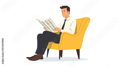 Professional Man Holding Reading News Illustration