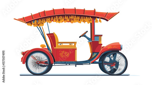 Modern Flat Vector Illustration of Rickshaw for Graphic Design Projects