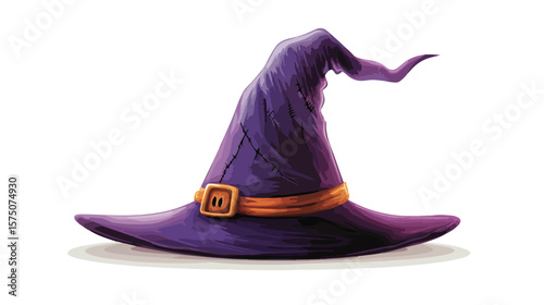 Spooky Witch Hat Illustration on White Background