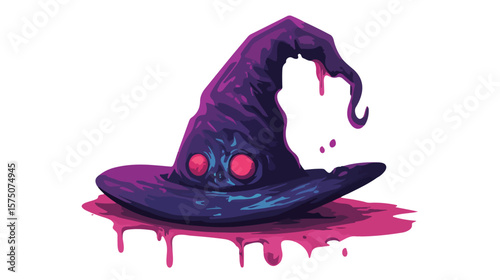 Spooky Witch Hat Illustration on White Background