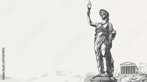 Antique Standing Woman Statue Illustration