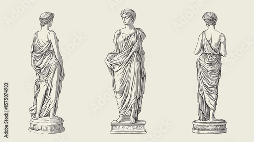 Antique Statue of Standing Woman Illustration