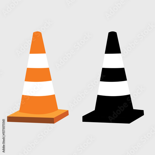 Traffic cone icon set collection in flat style. vector illustration