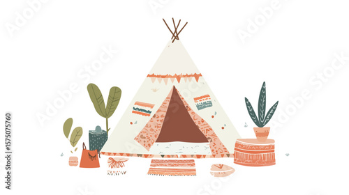 Isolated Boho Tent Vector Design - Unique and Stylish Vector Illustration