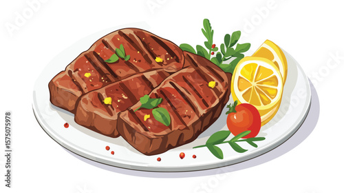 Isolated Gourmet Steak on White Background for Food Photography