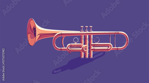 Elegant Isolated Trumpet Instrument in Flat Vector Design