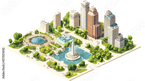 Isometric City Park Landscape Design Concept
