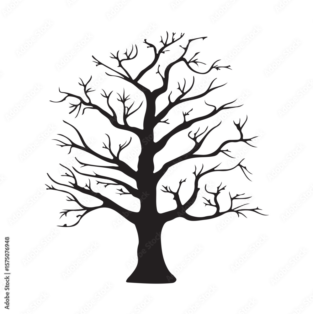 Obraz premium Silhouette of a Tree Black Vector Design for Graphic and Creative Projects