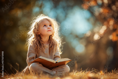 Girl Young finds spiritual connection reading holy book