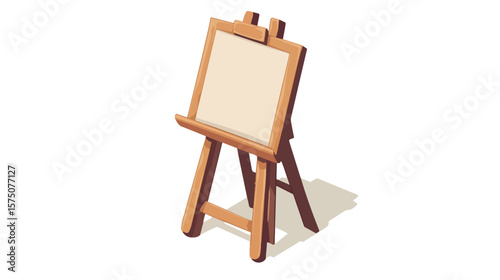 Isometric Wooden Easel Stand - Professional Art Studio Equipment