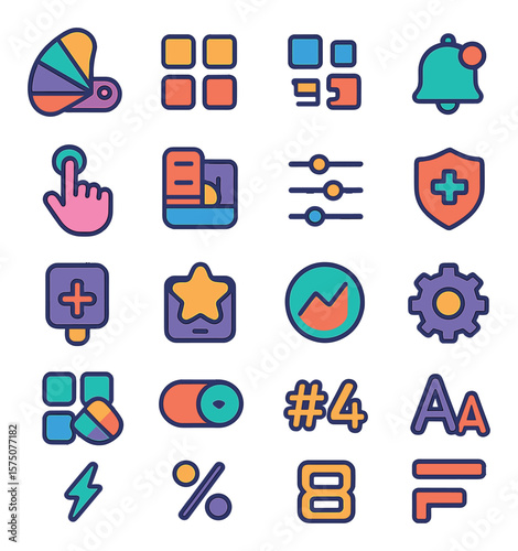 App Customization modern flat .theme chooser, app grid, icon size adjuster, notification settings, gesture controls, interface layout, display density, app permissions, custom
