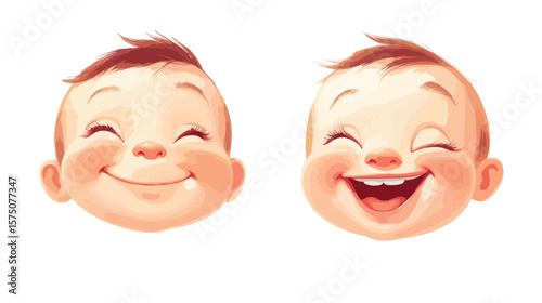 Cute Baby Smiling Happily on White Background