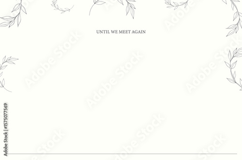 Funeral card. Pale grey layout with refined border and top-centered quote.