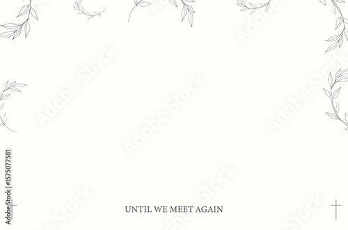 Funeral card. Modern minimalist design with soft tones and space for tribute.