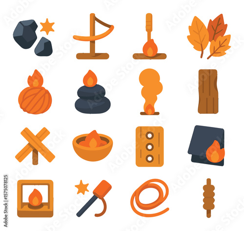 Primitive fire methods modern flat .flint spark, bow drill, hand drill, dry leaves, tinder bundle, fire stones, smoke signal, bark strip, kindling, ember nest, fireboard, char