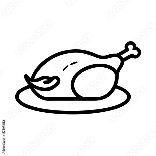 Roasted turkey for Thanksgiving minimalist outline icon