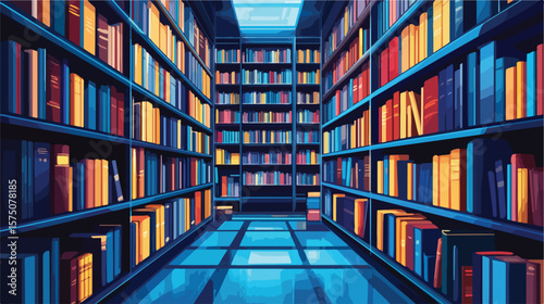 Modern Library with Extensive Collection of Books