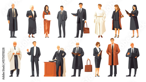 Professional Legal Characters in Courtroom Setting with Lawyer and Legal Debate