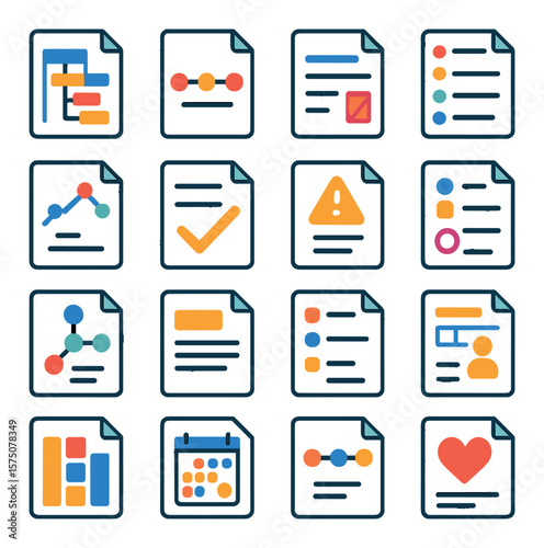 Project Documentation modern flat .Gantt chart file, timeline doc, project brief, task list, milestones page, requirements sheet, risk log, change request, stakeholder map, scope
