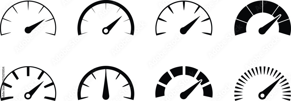 custom made wallpaper toronto digitalIllustration of eight black and white speedometers with varying needle positions