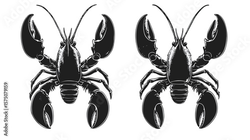 Lobster Black and White Flat Vector Icon Design