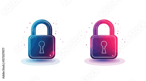 Modern Lock and Unlock Symbol Glyph Design on White Background