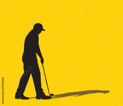 Golfer walking and carrying golf club silhouette