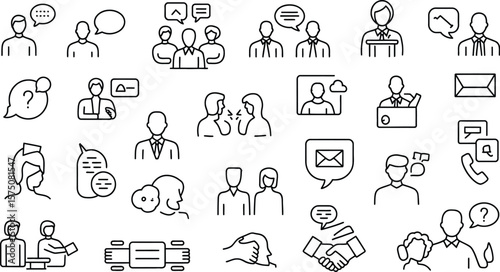 Wallpaper Mural Illustration of communication icons showing people talking and interacting together Torontodigital.ca