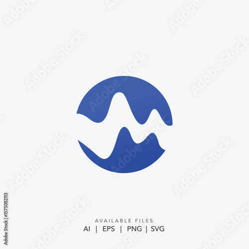 Modern Abstract Sound Wave in Circle Logo, Blue Digital Waveform Sphere Logo Design, Minimalist Round Data Pulse Vector Icon